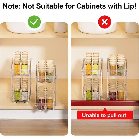 2 Packs Pull Out Spice Rack Organizer for Cabinet, 2 Tier Vertical Spice Organiz - Picture 4 of 6